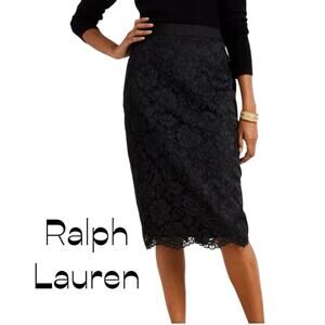 Ralph Lauren Black Lace Pencil Skirt NWT Size 4